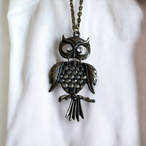 Bronze tone vintage owl necklace